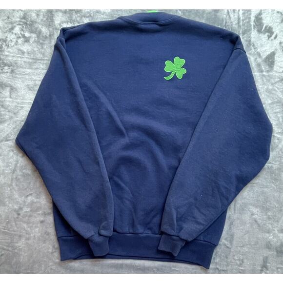 Vintage Jerzees NuBlend Sweatshirt Womens L Blue Lucky Shamrock St Patricks Day - Picture 2 of 7